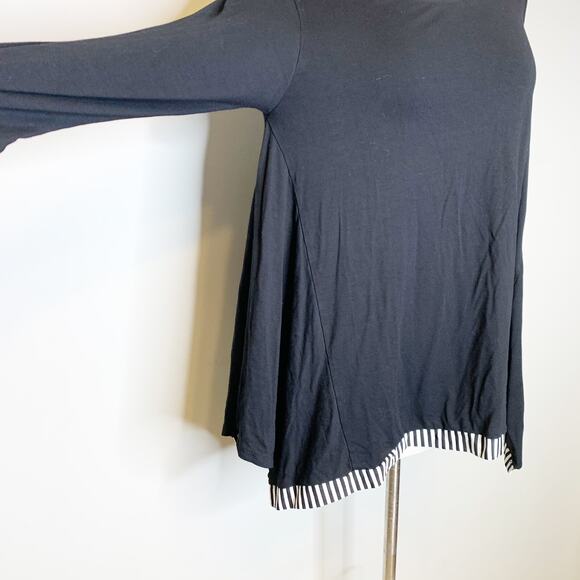 Alembika S Small Black Trapeze Top Flowy Tunic Blouse Lightweight Dressy Casual - Picture 3 of 7